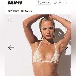 SKIMS triangle Bikini Top
Egret crocodile print 
Size M